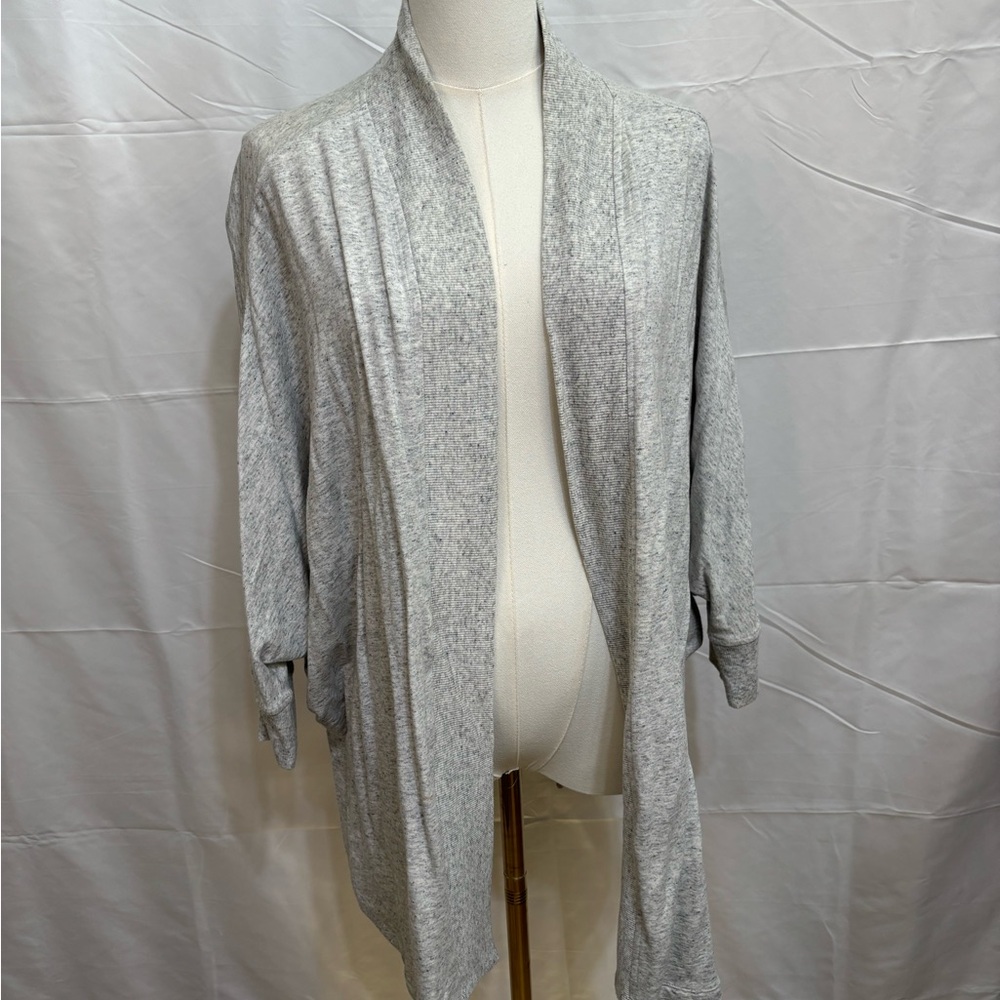 90 Degree by Reflex Gray Open Front Cardigan Large Athleisure